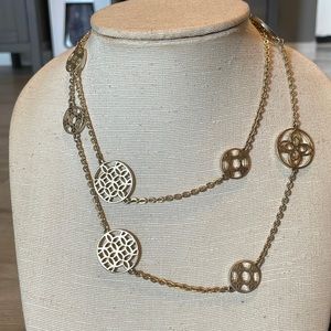 Long gold chain with circle pendants #64